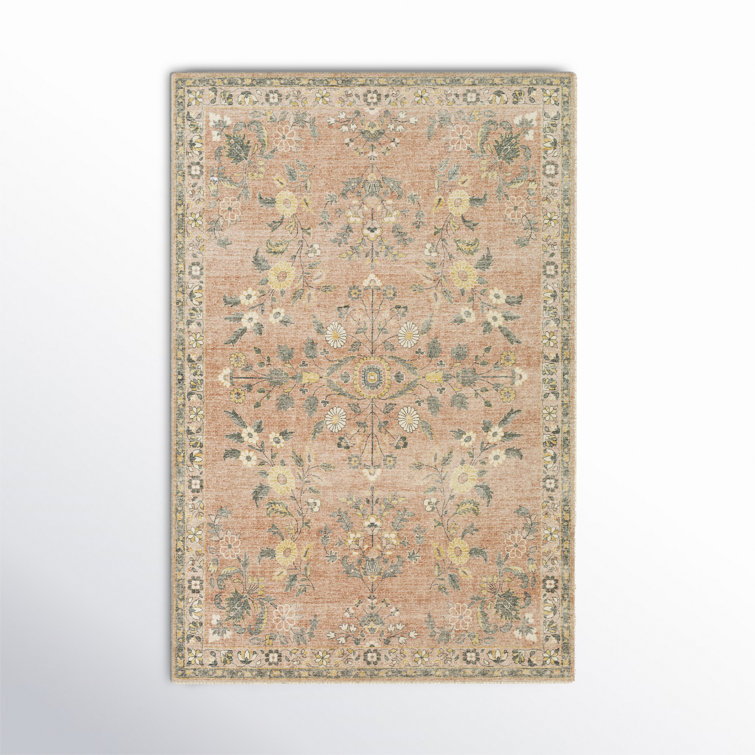 Berger Peach and Gray Oriental Synthetic Rug