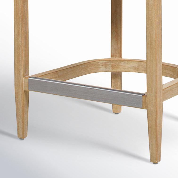 Ivory Boucle Upholstered Solid Wood Counter Stool with Cane Back
