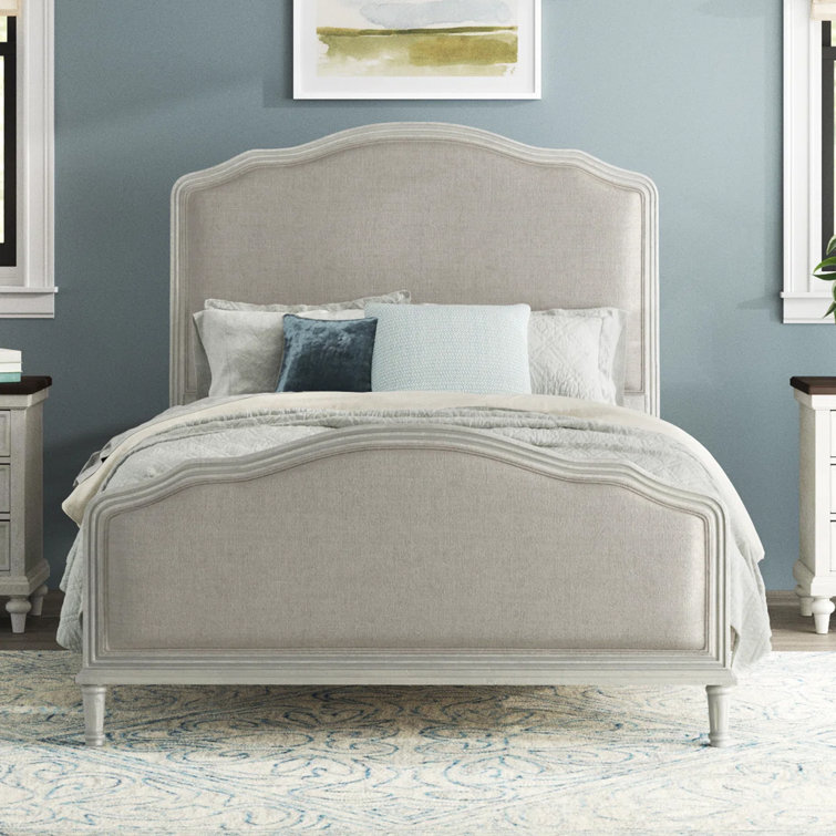 Amity King-Size Whitewash Oak Bed with Upholstered Headboard