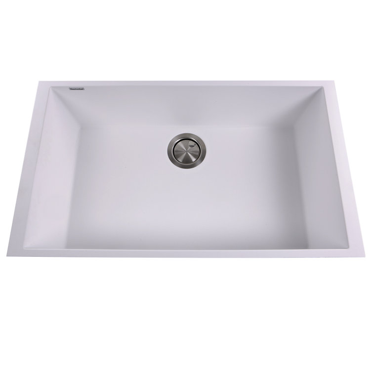 White Granite Undermount Single Bowl Kitchen Sink