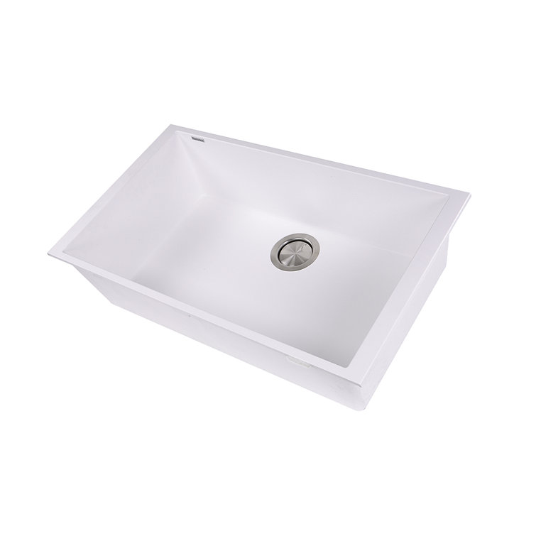 White Granite Undermount Single Bowl Kitchen Sink