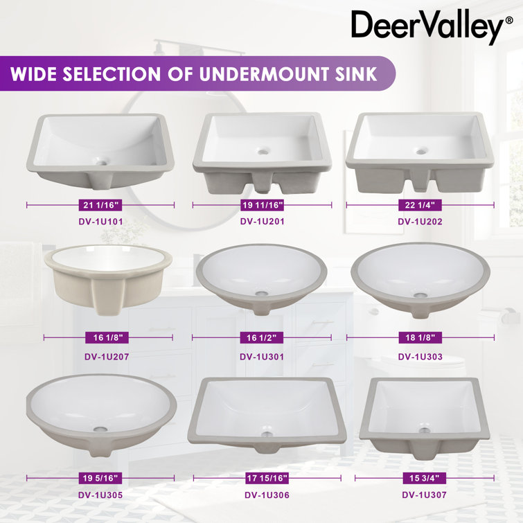 White Ceramic Oval Undermount Bathroom Sink with Overflow