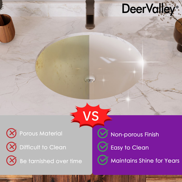 Beige Ceramic 18" Oval Undermount Bathroom Sink