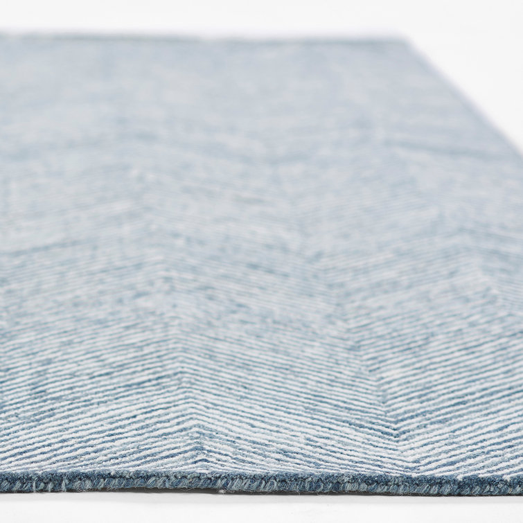 Denim Blue 8' x 10' Handmade Wool Herringbone Rug