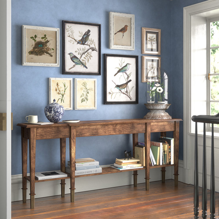 Traditional Brown Solid Wood Rectangular Console Table with Storage