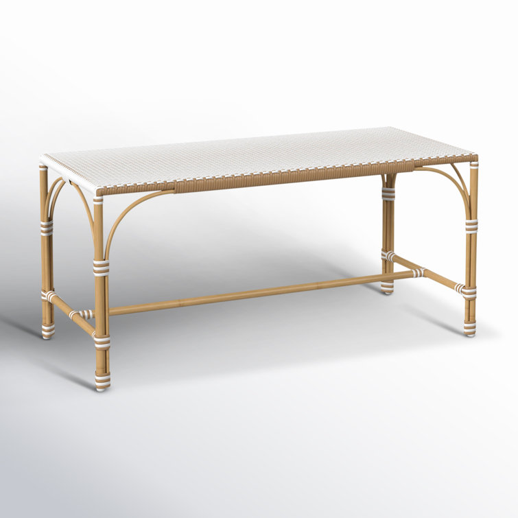 White and Beige Aluminum and Rattan Picnic Bench