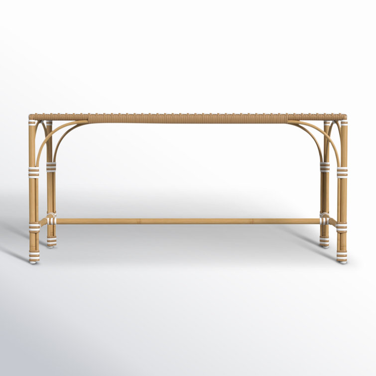 White and Beige Aluminum and Rattan Picnic Bench