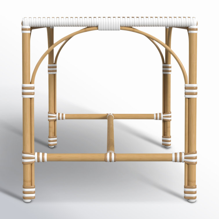 White and Beige Aluminum and Rattan Picnic Bench