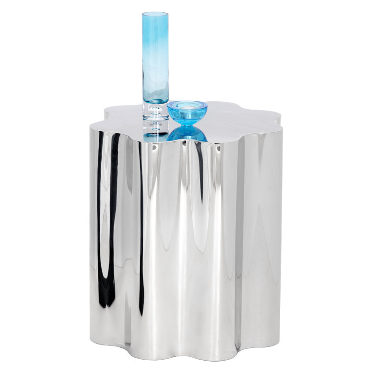 Stainless Steel Free Form Silver End Table