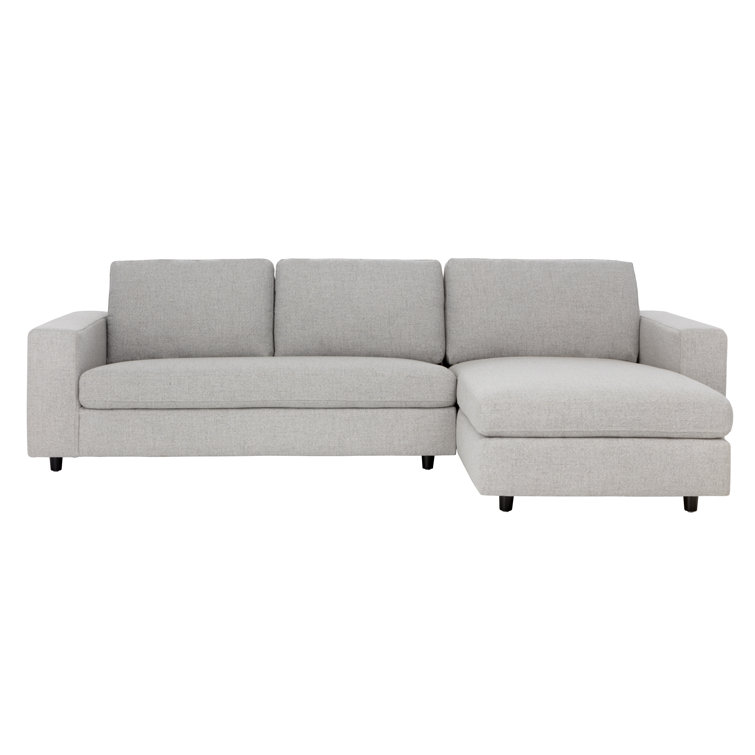 Ethan 111.5'' Marble and White Linen Modern Sofa Chaise