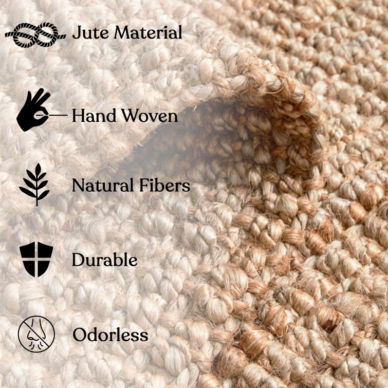 Natural Jute Handmade Flat Woven Rectangular Rug 5' x 8'