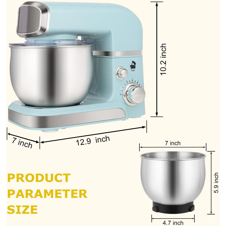 Blue 3.2Qt Stainless Steel Stand Mixer with Variable Speed
