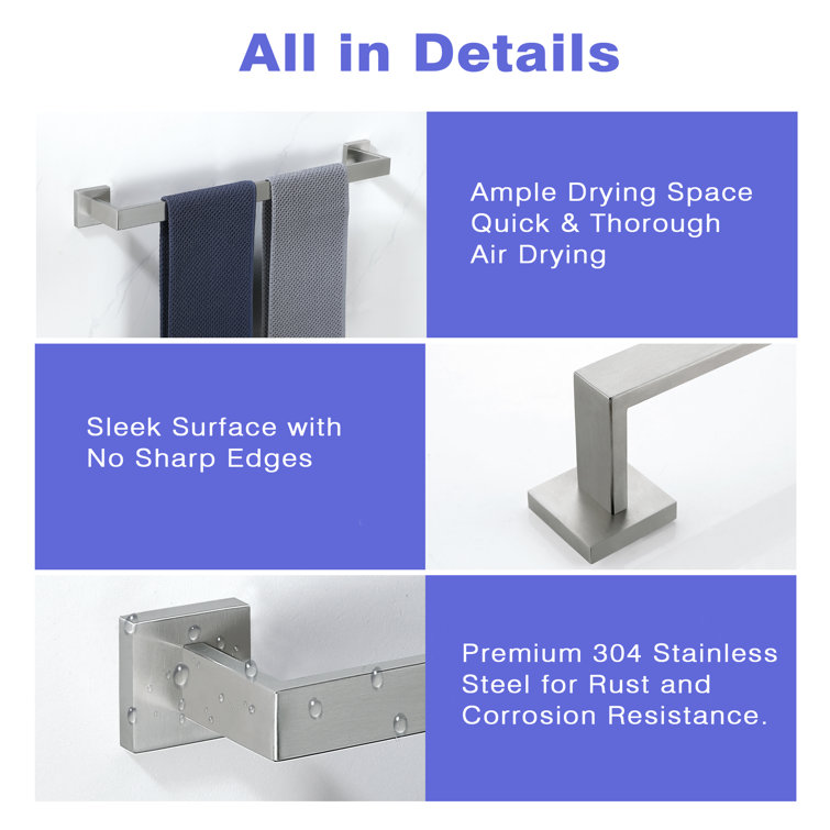 24'' Brushed Nickel Stainless Steel Wall Mounted Towel Bar