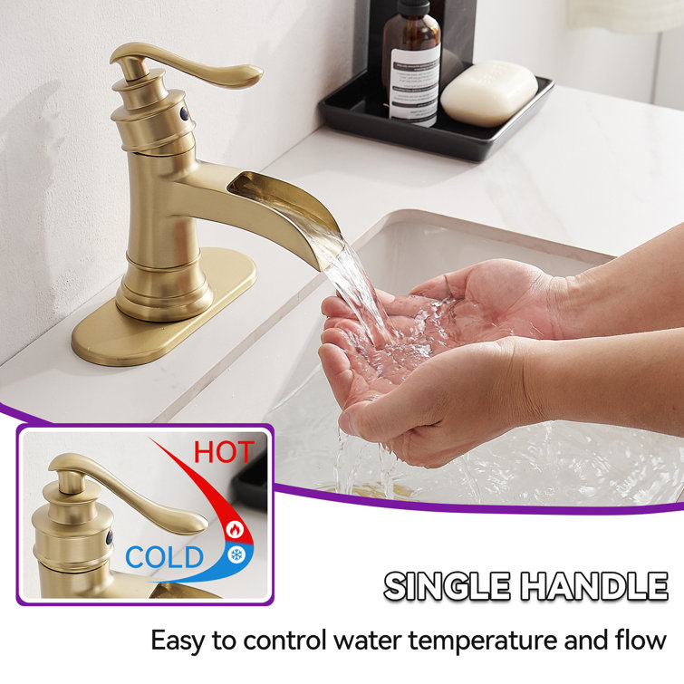 Elegance Brushed Gold Single-Handle Low-Arc Bathroom Faucet
