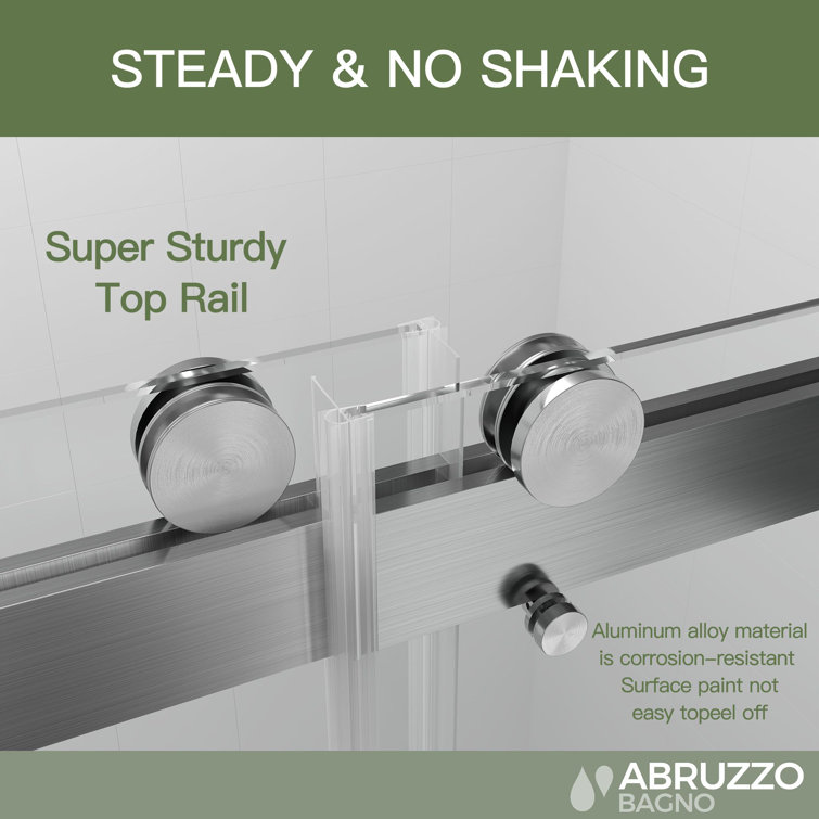 Nickel Frameless Sliding Shower Door with Tempered Glass