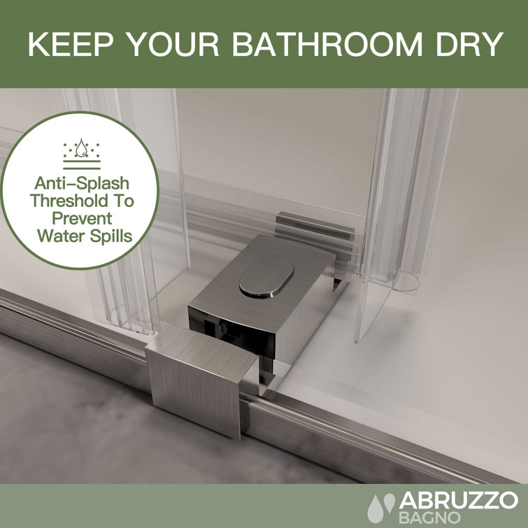 Nickel Frameless Sliding Shower Door with Tempered Glass