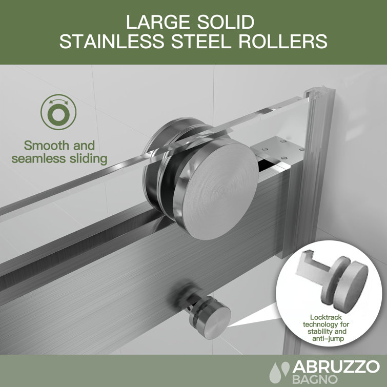Nickel Frameless Sliding Shower Door with Tempered Glass