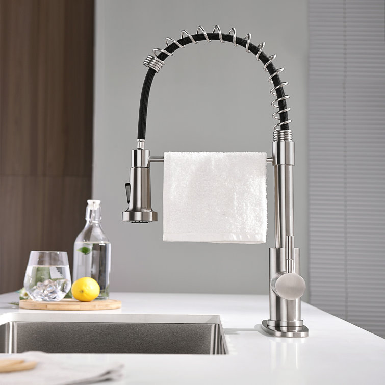 Stainless Steel Pull-Down Kitchen Faucet with Soap Dispenser