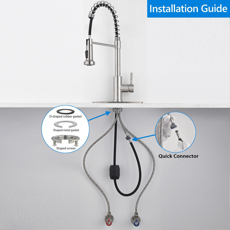 Stainless Steel Pull-Down Kitchen Faucet with Soap Dispenser