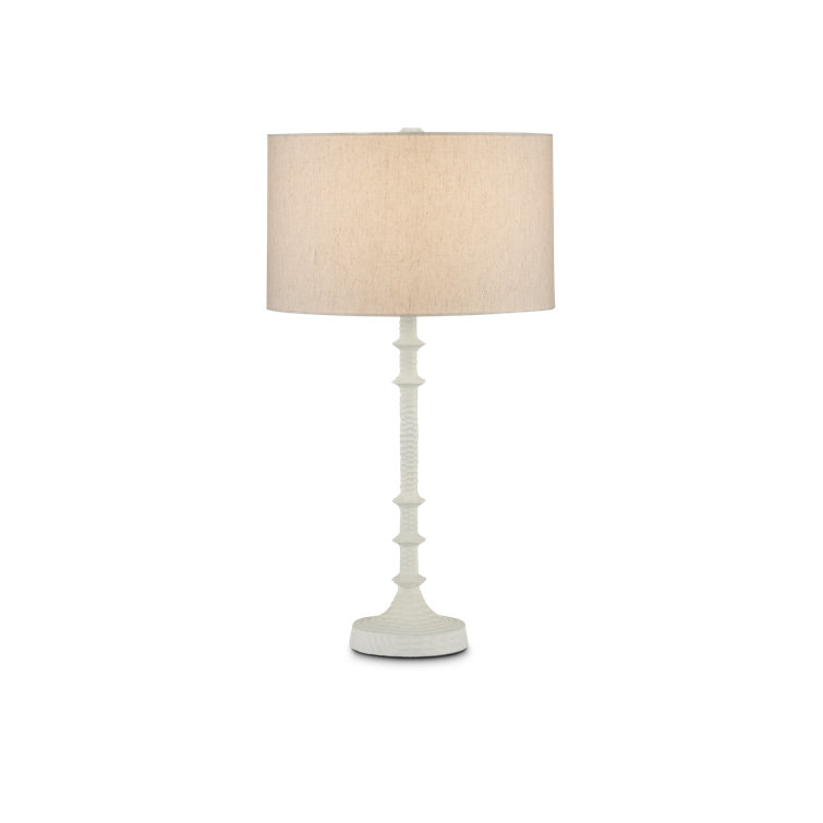 Gesso White Adjustable Aluminum Table Lamp with Natural Linen Shade
