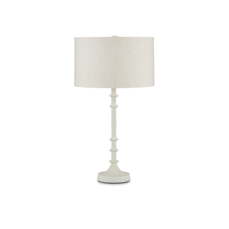 Gesso White Adjustable Aluminum Table Lamp with Natural Linen Shade