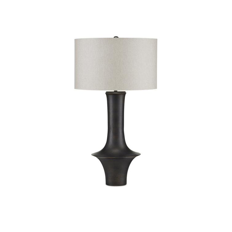 Silvestri Black Cast Aluminum Table Lamp with Linen Shade