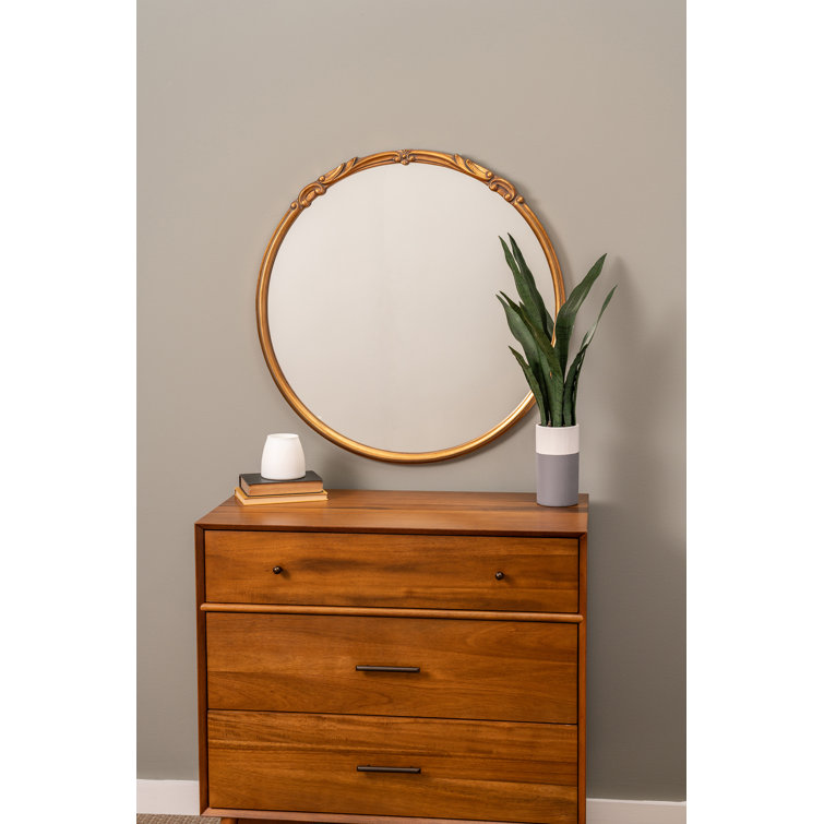 Elegant Franco 34" Round Silver and Gold Wall Mirror