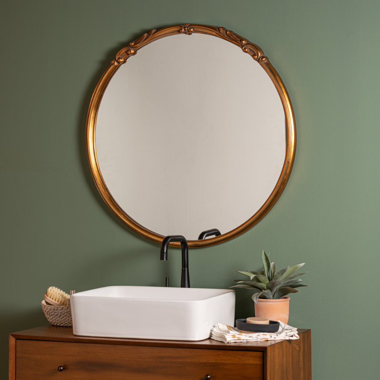 Elegant Franco 34" Round Silver and Gold Wall Mirror
