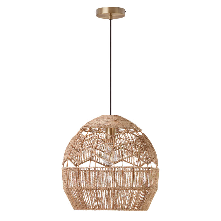 16" Bronze and Hemp LED Bowl Pendant Light