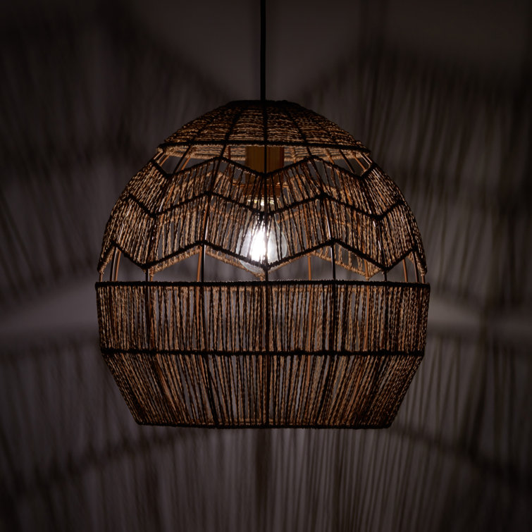 16" Bronze and Hemp LED Bowl Pendant Light