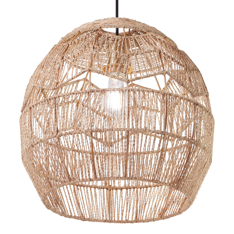 16" Bronze and Hemp LED Bowl Pendant Light