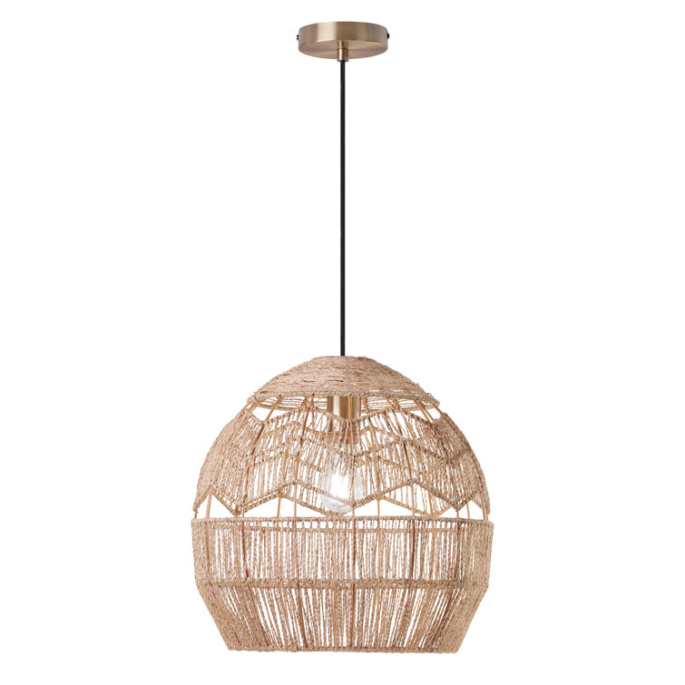 16" Bronze and Hemp LED Bowl Pendant Light