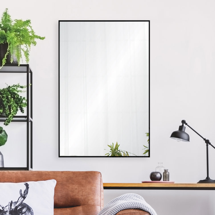 Matte Black Rectangular Iron Wall Mirror