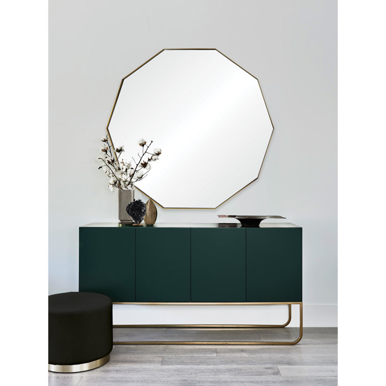 Geometric Antique Brass Octagonal Wall Mirror