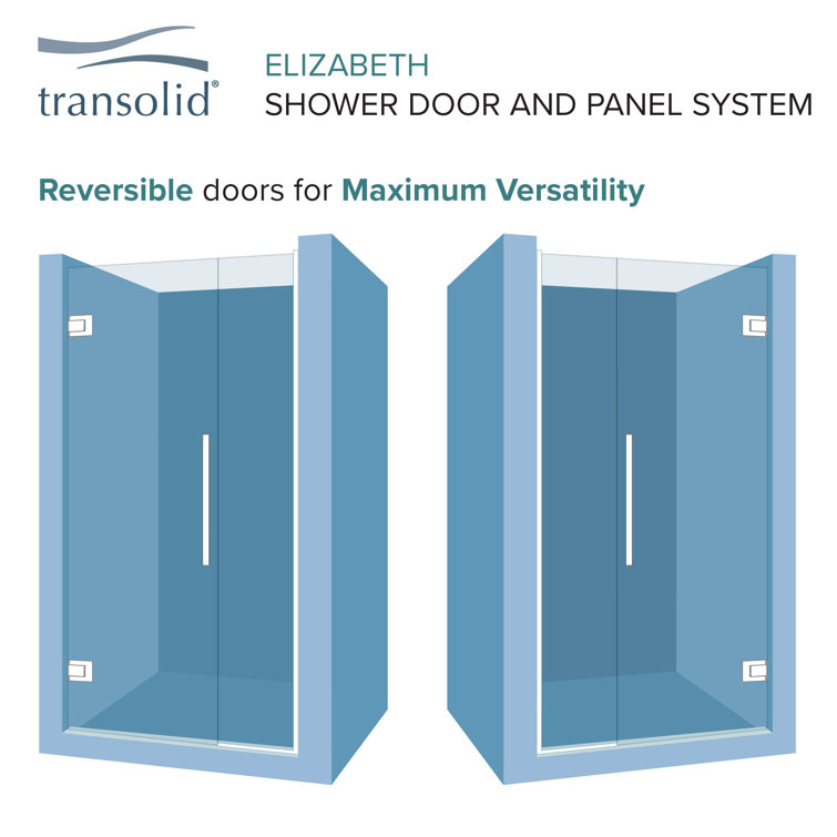 Elizabeth 54" x 76" Frameless Clear Glass Shower Door with Stainless Steel Finish