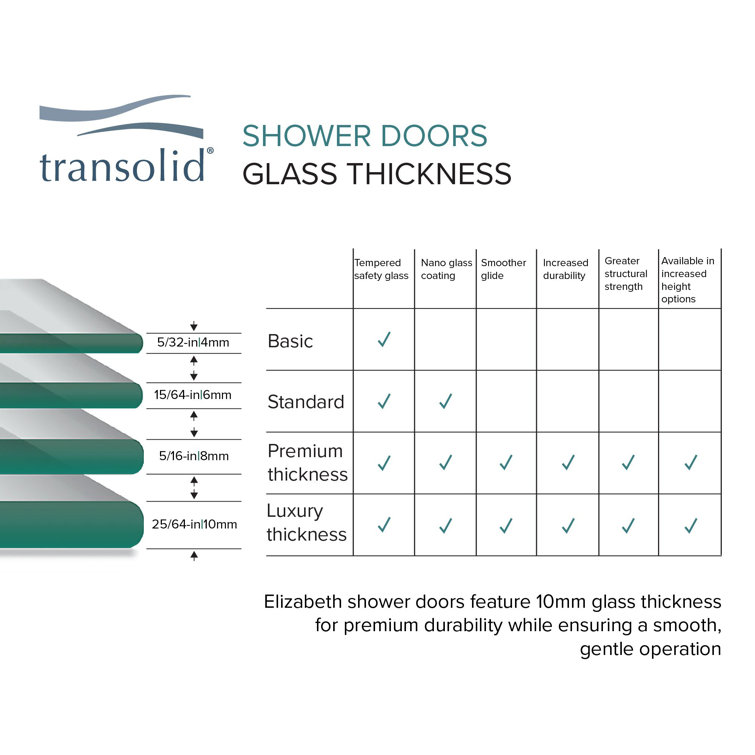 Elizabeth 54" x 76" Frameless Clear Glass Shower Door with Stainless Steel Finish