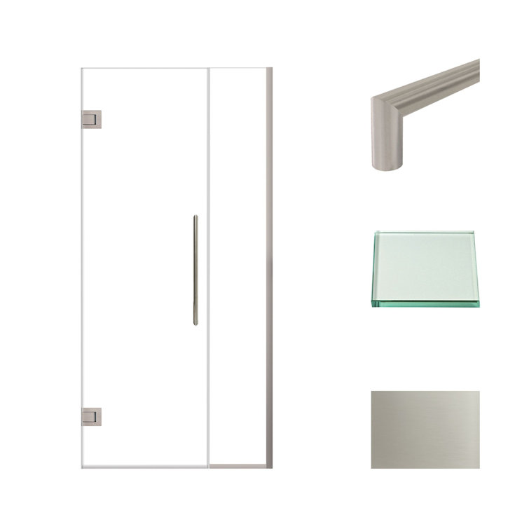 Elizabeth 36" x 76" Stainless Steel Frameless Shower Door with Clear Glass