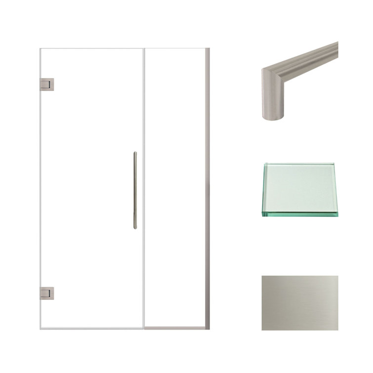Elizabeth 76" High Stainless Steel Frameless Shower Door with Clear Glass