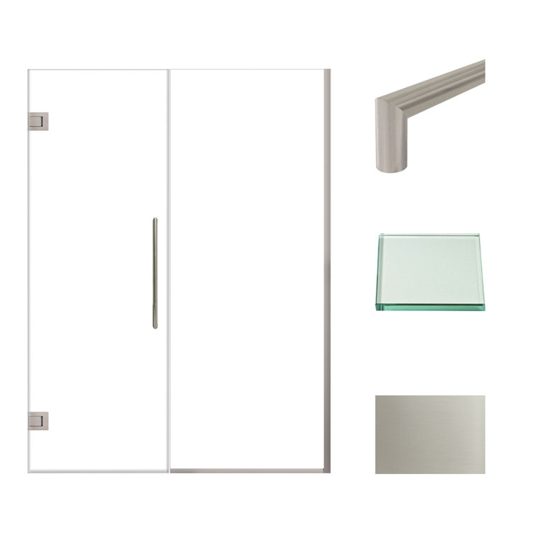 Elizabeth 54" x 76" Frameless Clear Glass Shower Door with Stainless Steel Finish