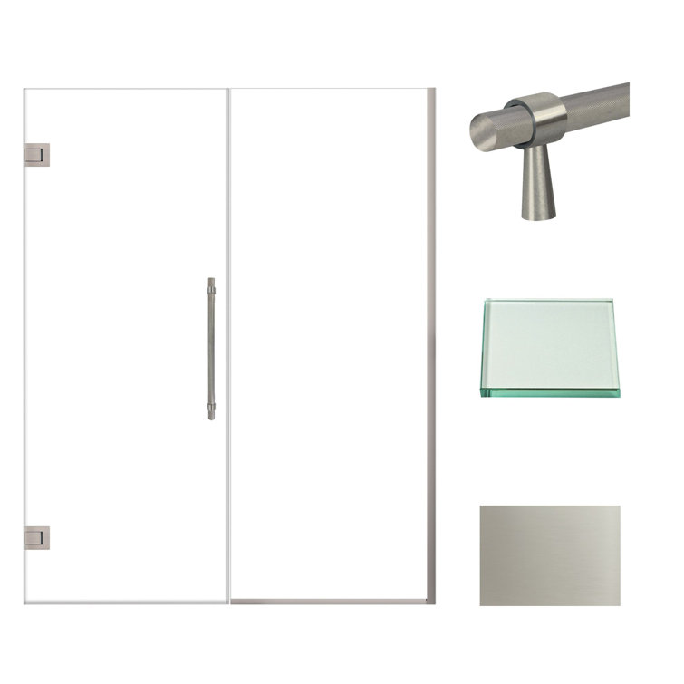 Elizabeth 60" Stainless Steel Frameless Hinged Shower Door with Clear Glass