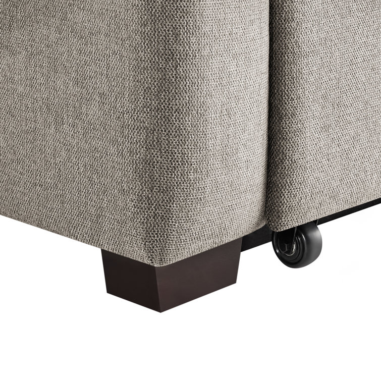Beige Linen Queen Sleeper Sofa with Recessed Arms