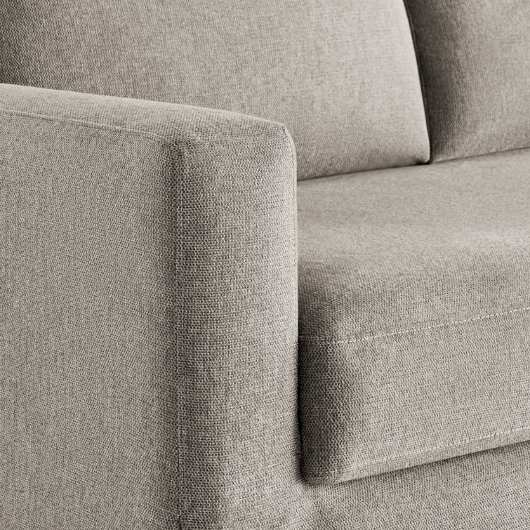 Beige Linen Queen Sleeper Sofa with Recessed Arms
