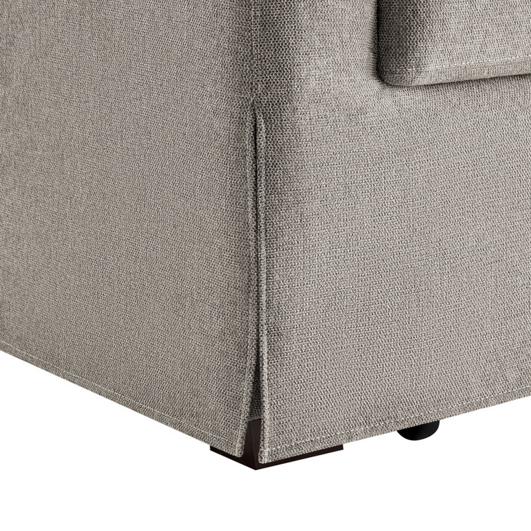 Beige Linen Queen Sleeper Sofa with Recessed Arms