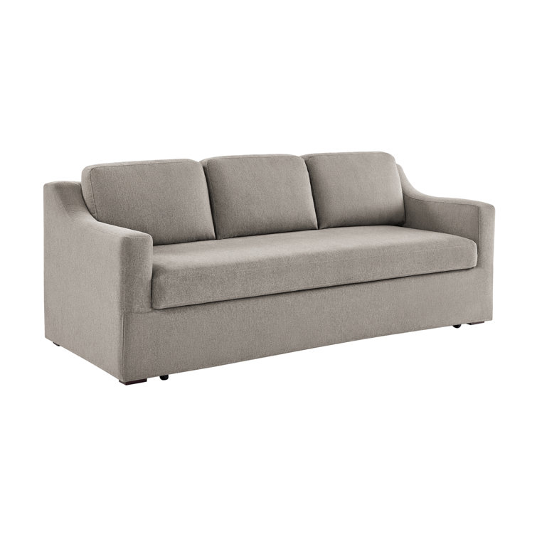 Beige Linen Queen Sleeper Sofa with Recessed Arms
