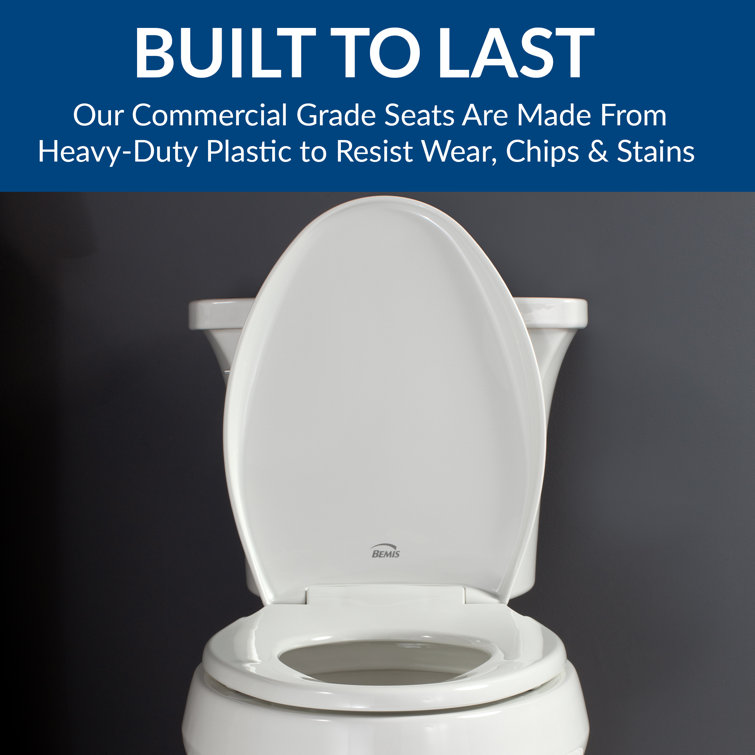 White Elongated Heavy Duty Plastic Toilet Seat with Slow Close