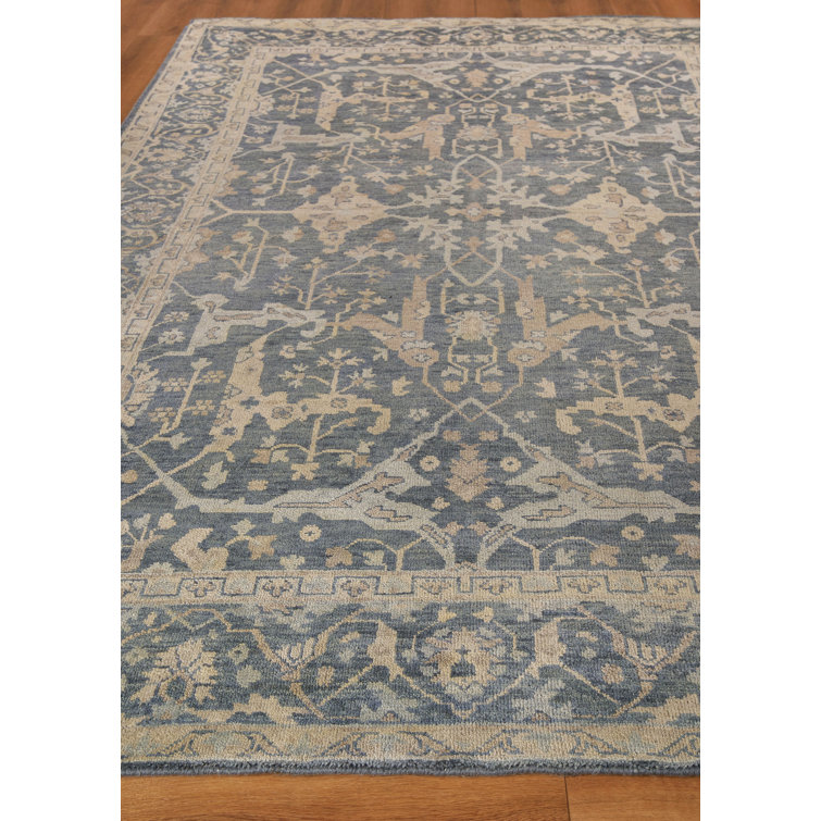 Hand-Knotted Blue Wool Oriental 10' x 14' Rug