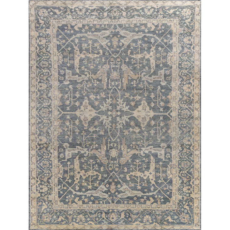 Hand-Knotted Blue Wool Oriental 10' x 14' Rug