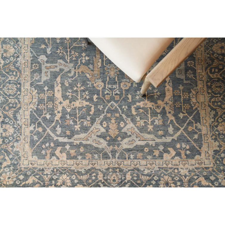 Hand-Knotted Blue Wool Oriental 10' x 14' Rug