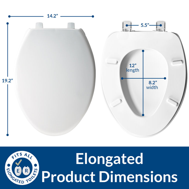Heavy Duty White Plastic Elongated Toilet Seat with Cover