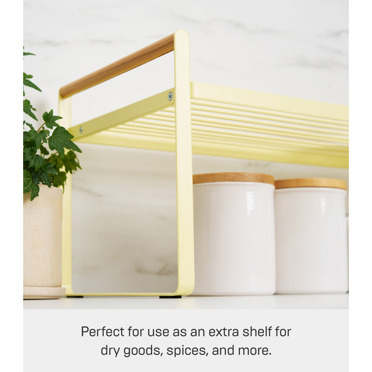 Tosca White Steel and Ash Wood Countertop Organizer Rack